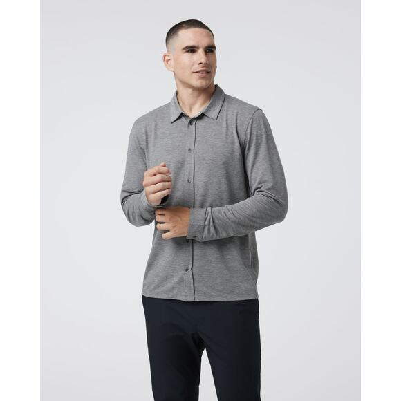 Vuori Other - Vuori Long Sleeve Knit Twill Button Down Heather Grey S